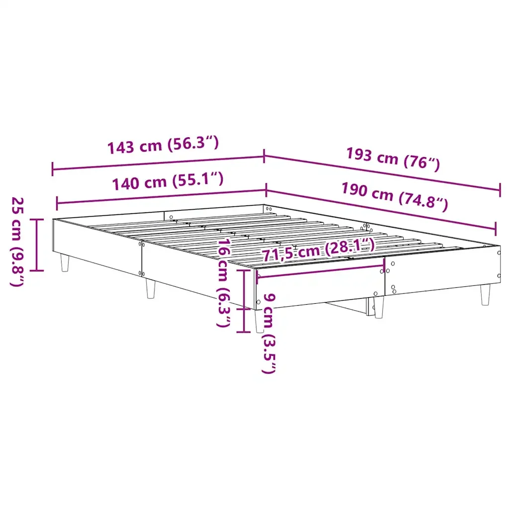 Letto matrimoniale | Letto per adulti | Giroletto senza Materasso Rovere Artigianale 140x190 cm - Image 10