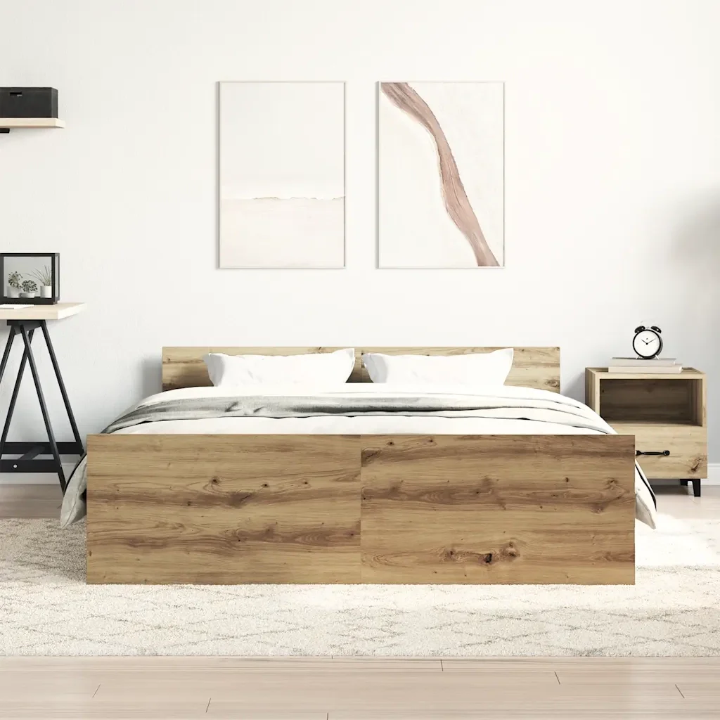 Letto matrimoniale | Letto per adulti | Giroletto senza Materasso Rovere Artigianale 140x190cm - Image 3