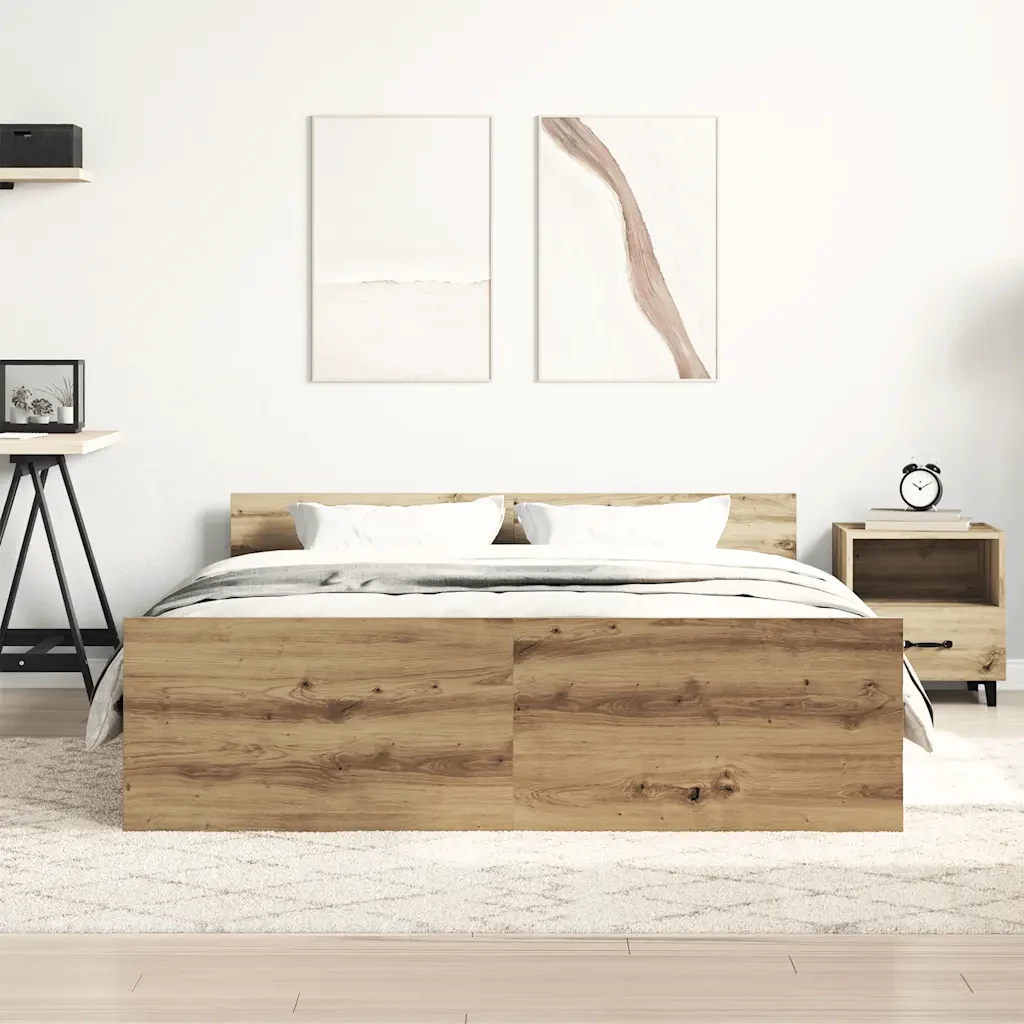 Letto matrimoniale | Letto per adulti | Giroletto senza Materasso Rovere Artigianale 140x200cm - Image 3