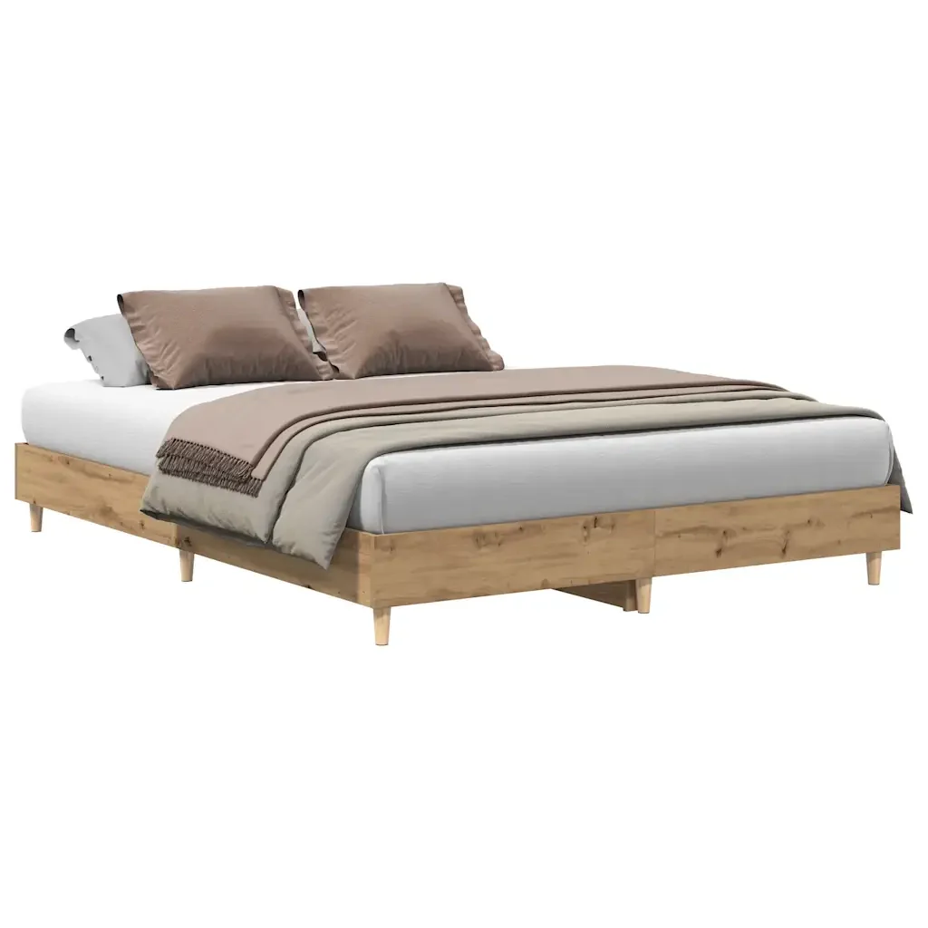 Letto matrimoniale | Letto per adulti | Giroletto senza Materasso Rovere Artigianale 150x200 cm
