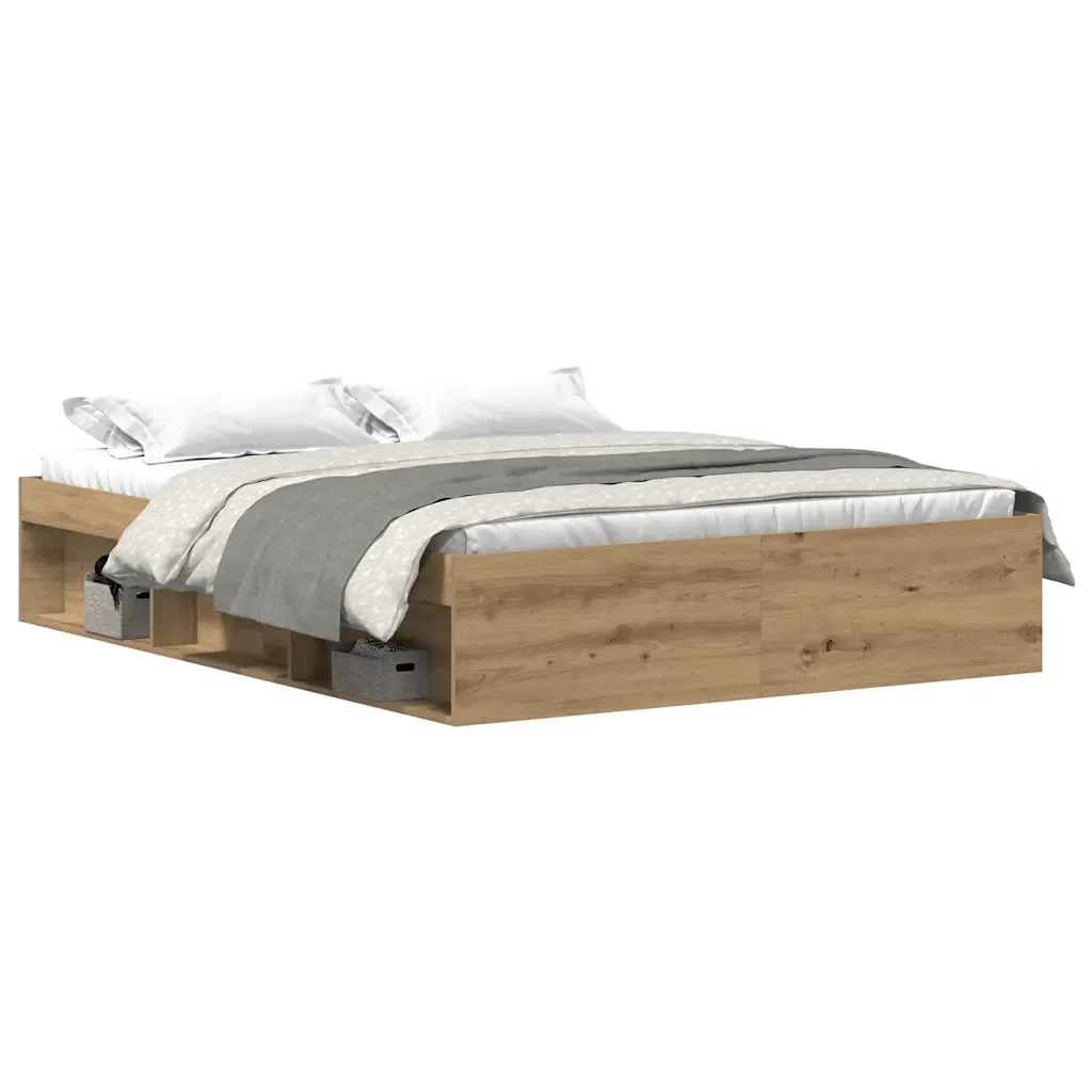 Letto matrimoniale | Letto per adulti | Giroletto senza Materasso Rovere Artigianale 150x200cm