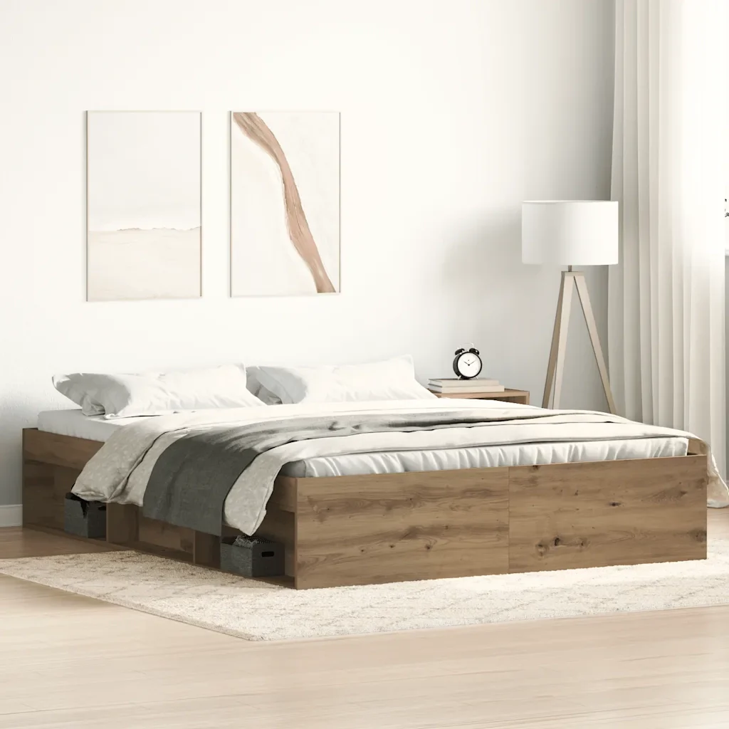 Letto matrimoniale | Letto per adulti | Giroletto senza Materasso Rovere Artigianale 150x200cm - Image 2