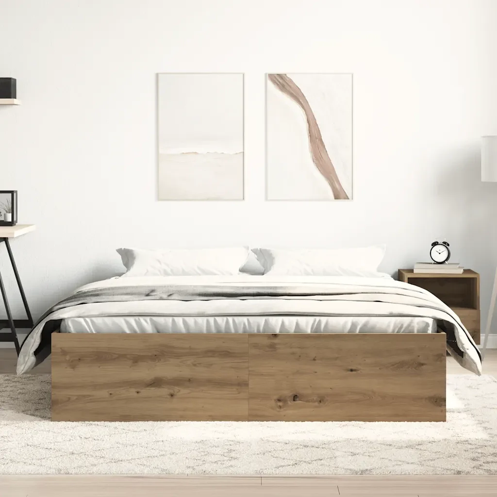 Letto matrimoniale | Letto per adulti | Giroletto senza Materasso Rovere Artigianale 150x200cm - Image 3