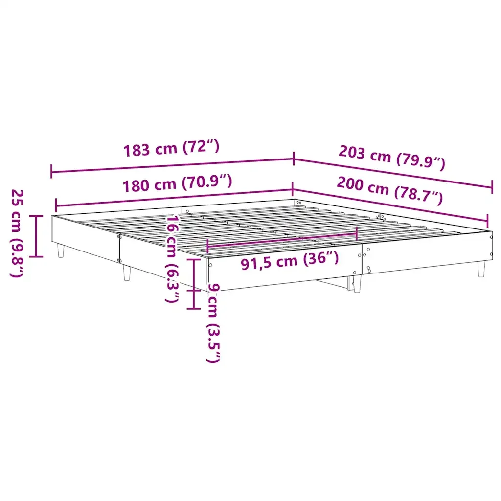 Letto matrimoniale | Letto per adulti | Giroletto senza Materasso Rovere Artigianale 180x200 cm - Image 9