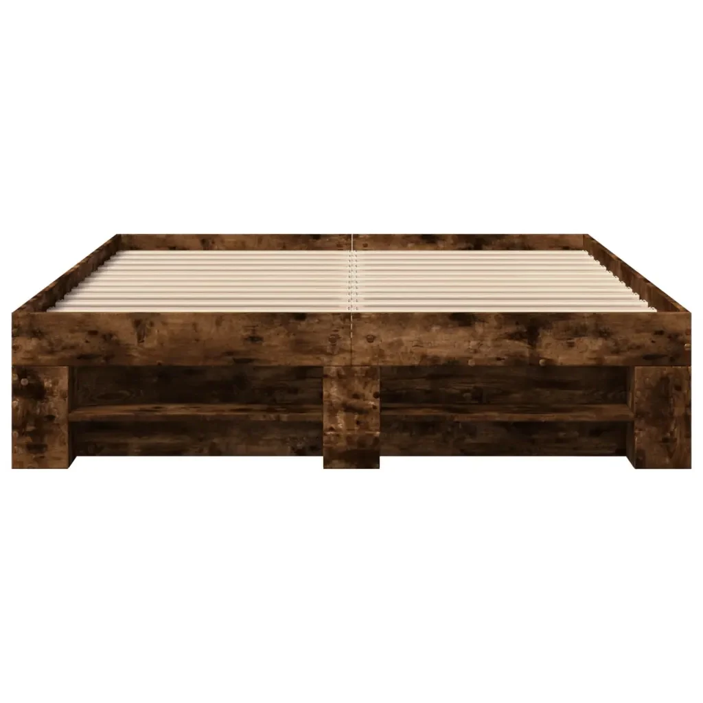 Letto matrimoniale | Letto per adulti | Giroletto senza Materasso Rovere Fumo 120x190 cm in Truciolato - Image 5