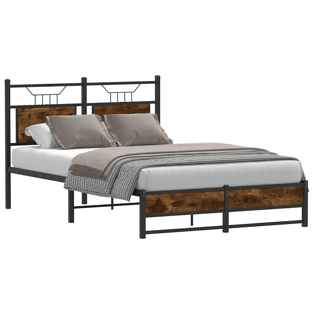 Letto matrimoniale | Letto per adulti | Giroletto senza Materasso Rovere Fumo 120x190 cm in Truciolato - Image 3