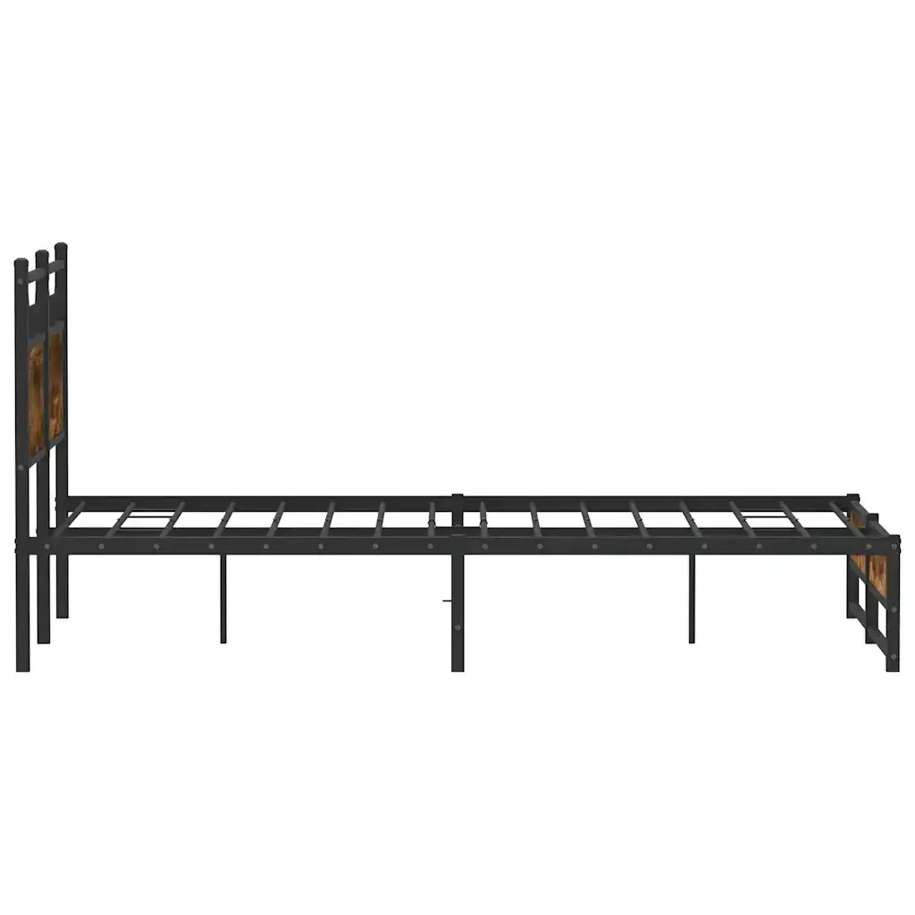 Letto matrimoniale | Letto per adulti | Giroletto senza Materasso Rovere Fumo 120x190 cm in Truciolato - Image 7