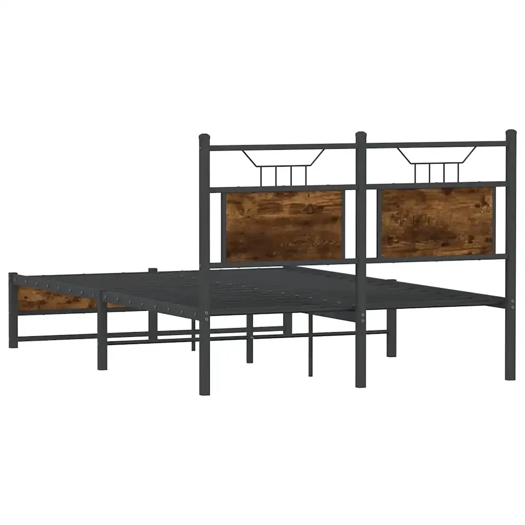 Letto matrimoniale | Letto per adulti | Giroletto senza Materasso Rovere Fumo 120x190 cm in Truciolato - Image 8