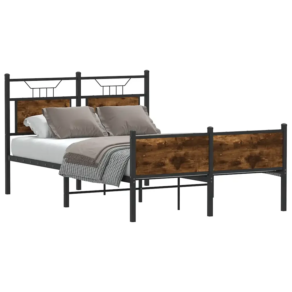 Letto matrimoniale | Letto per adulti | Giroletto senza Materasso Rovere Fumo 120x190 cm in Truciolato - Image 2