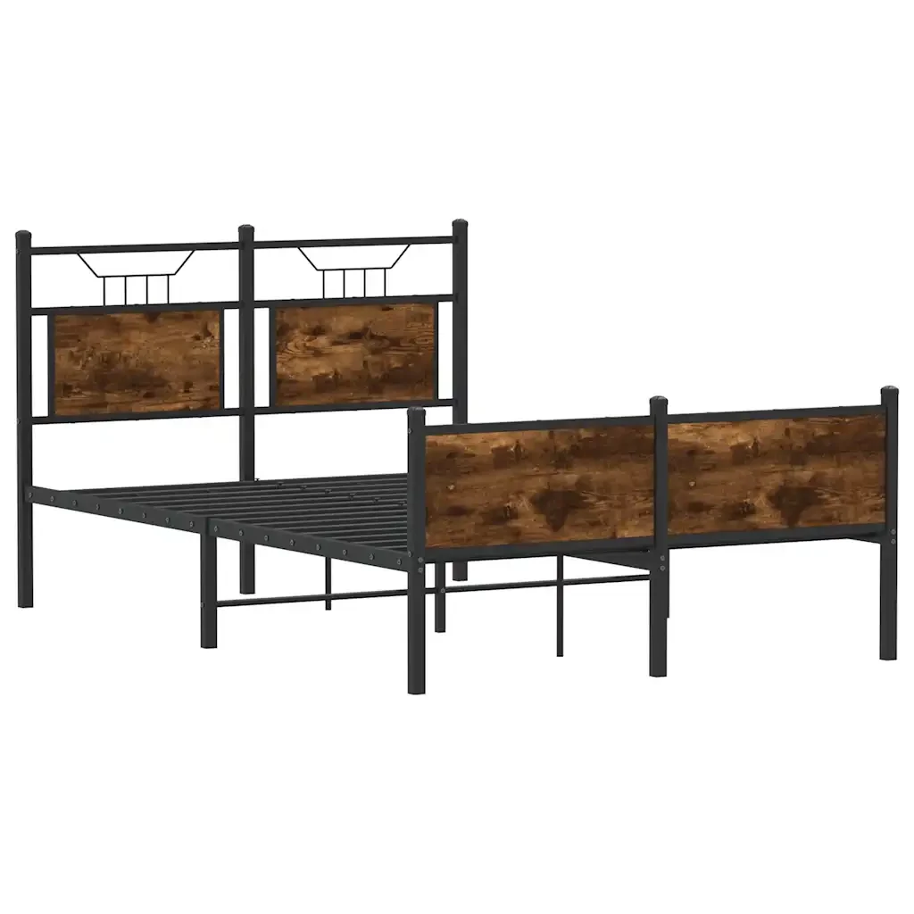 Letto matrimoniale | Letto per adulti | Giroletto senza Materasso Rovere Fumo 120x190 cm in Truciolato - Image 4