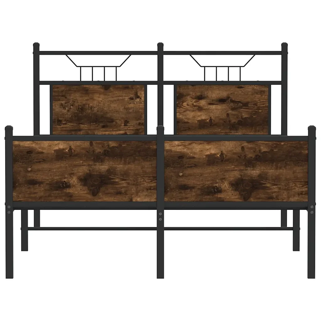 Letto matrimoniale | Letto per adulti | Giroletto senza Materasso Rovere Fumo 120x190 cm in Truciolato - Image 6