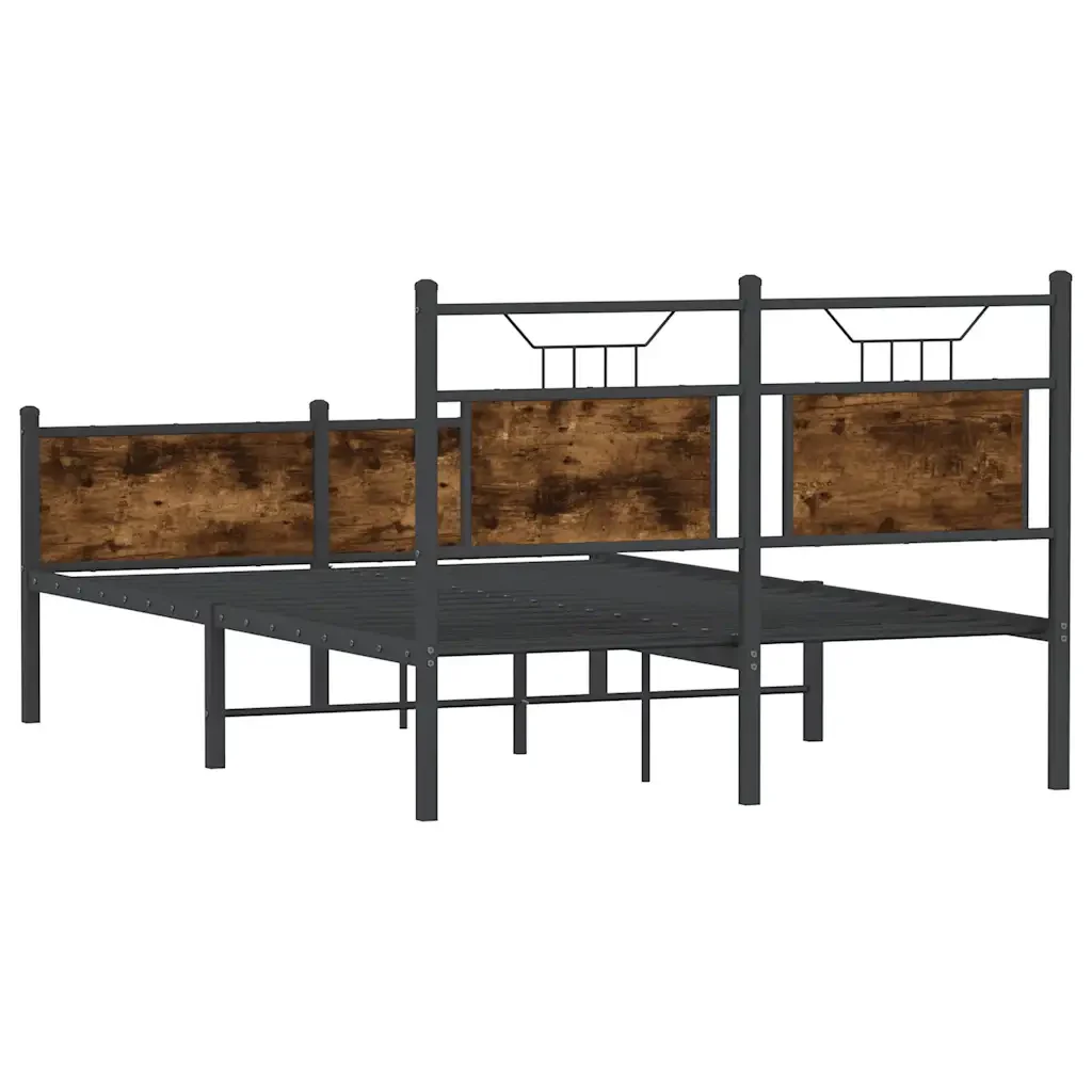 Letto matrimoniale | Letto per adulti | Giroletto senza Materasso Rovere Fumo 120x190 cm in Truciolato - Image 8