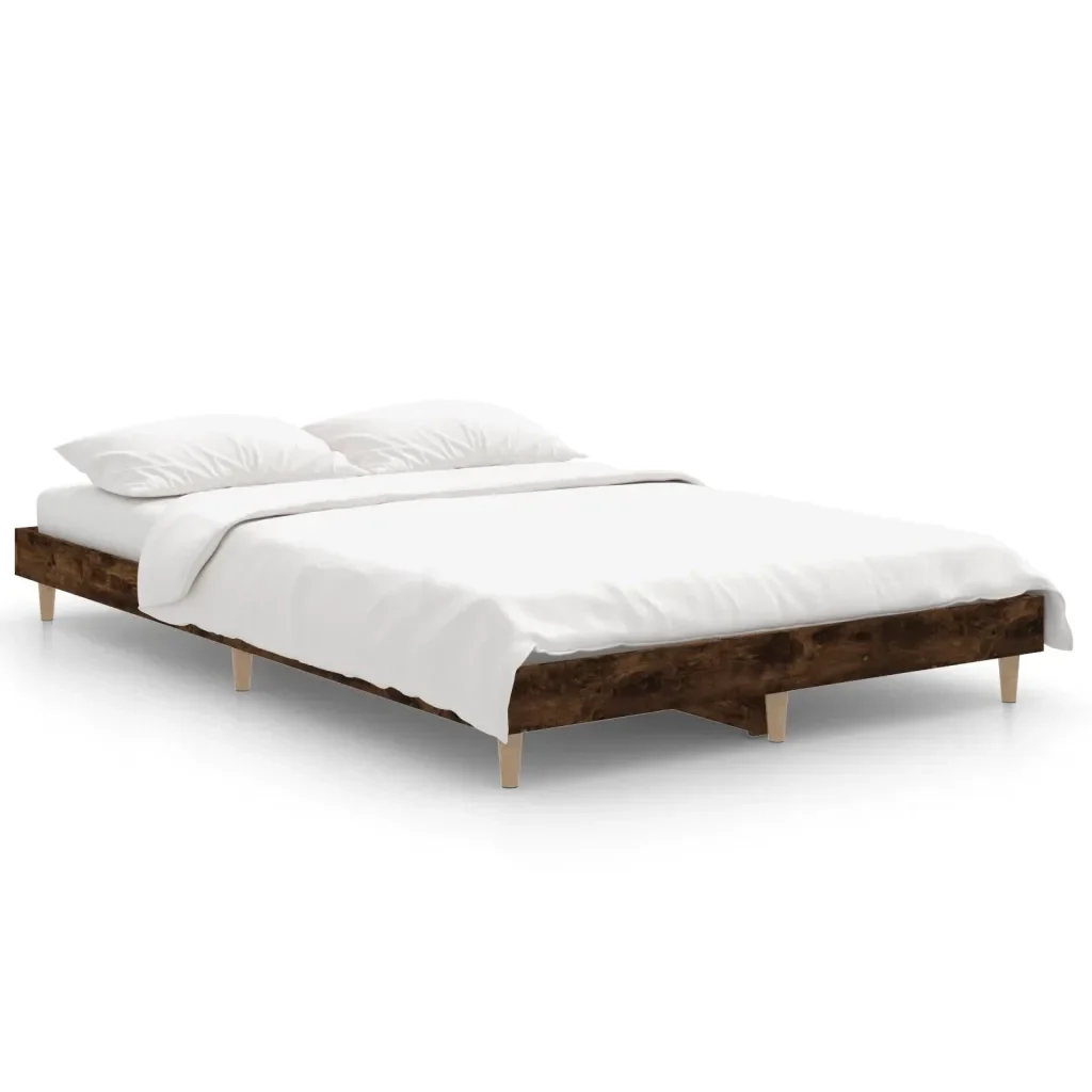 Letto matrimoniale | Letto per adulti | Giroletto senza Materasso Rovere Fumo 120x190 cm in Truciolato