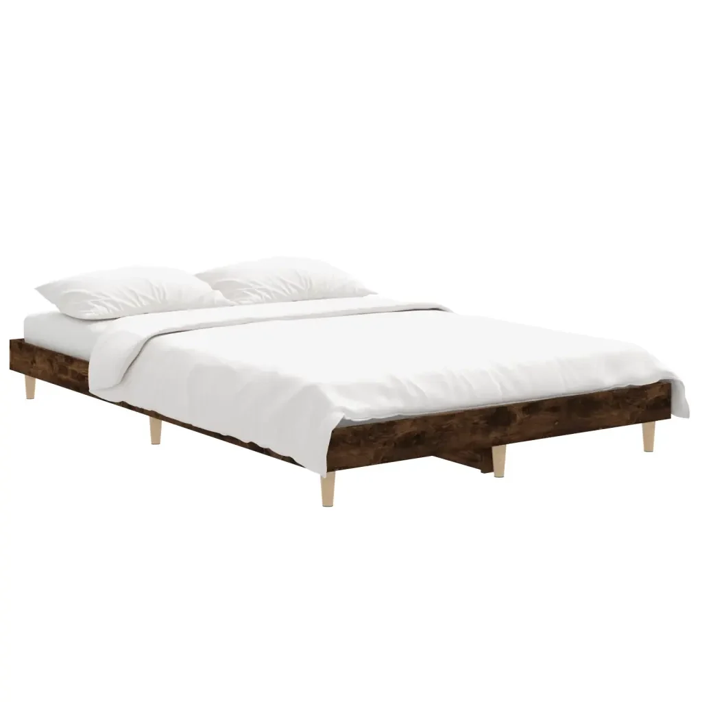 Letto matrimoniale | Letto per adulti | Giroletto senza Materasso Rovere Fumo 120x190 cm in Truciolato - Image 3