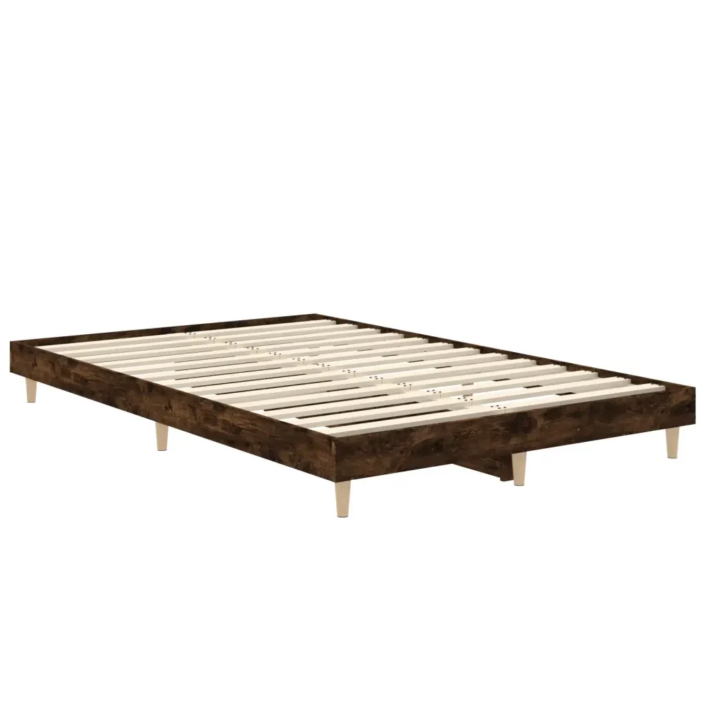 Letto matrimoniale | Letto per adulti | Giroletto senza Materasso Rovere Fumo 120x190 cm in Truciolato - Image 5