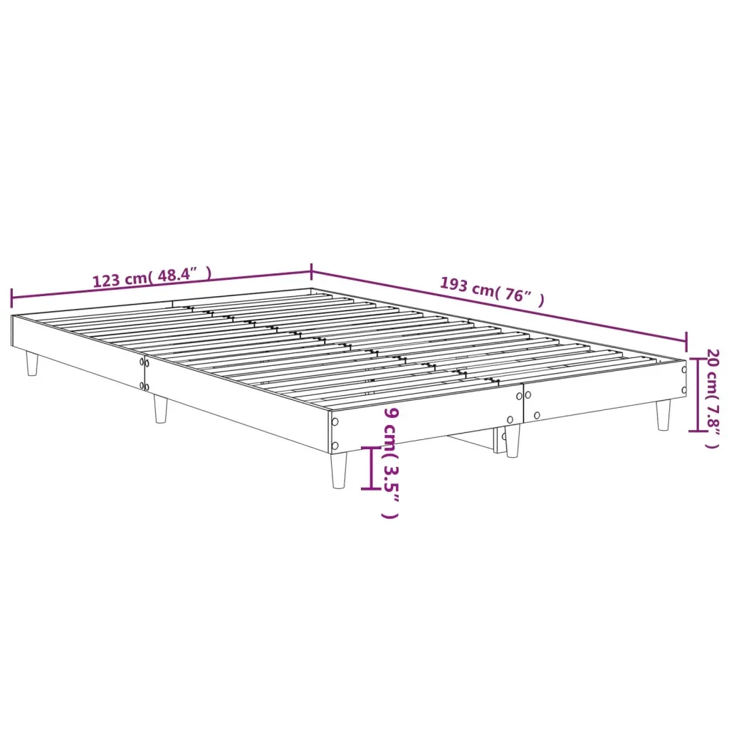 Letto matrimoniale | Letto per adulti | Giroletto senza Materasso Rovere Fumo 120x190 cm in Truciolato - Image 9
