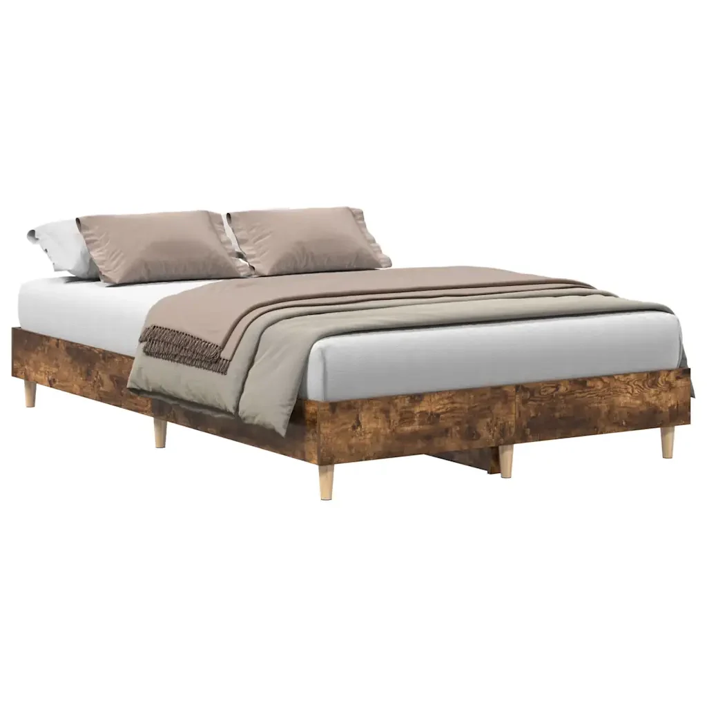 Letto matrimoniale | Letto per adulti | Giroletto senza Materasso Rovere Fumo 120x190 cm in Truciolato