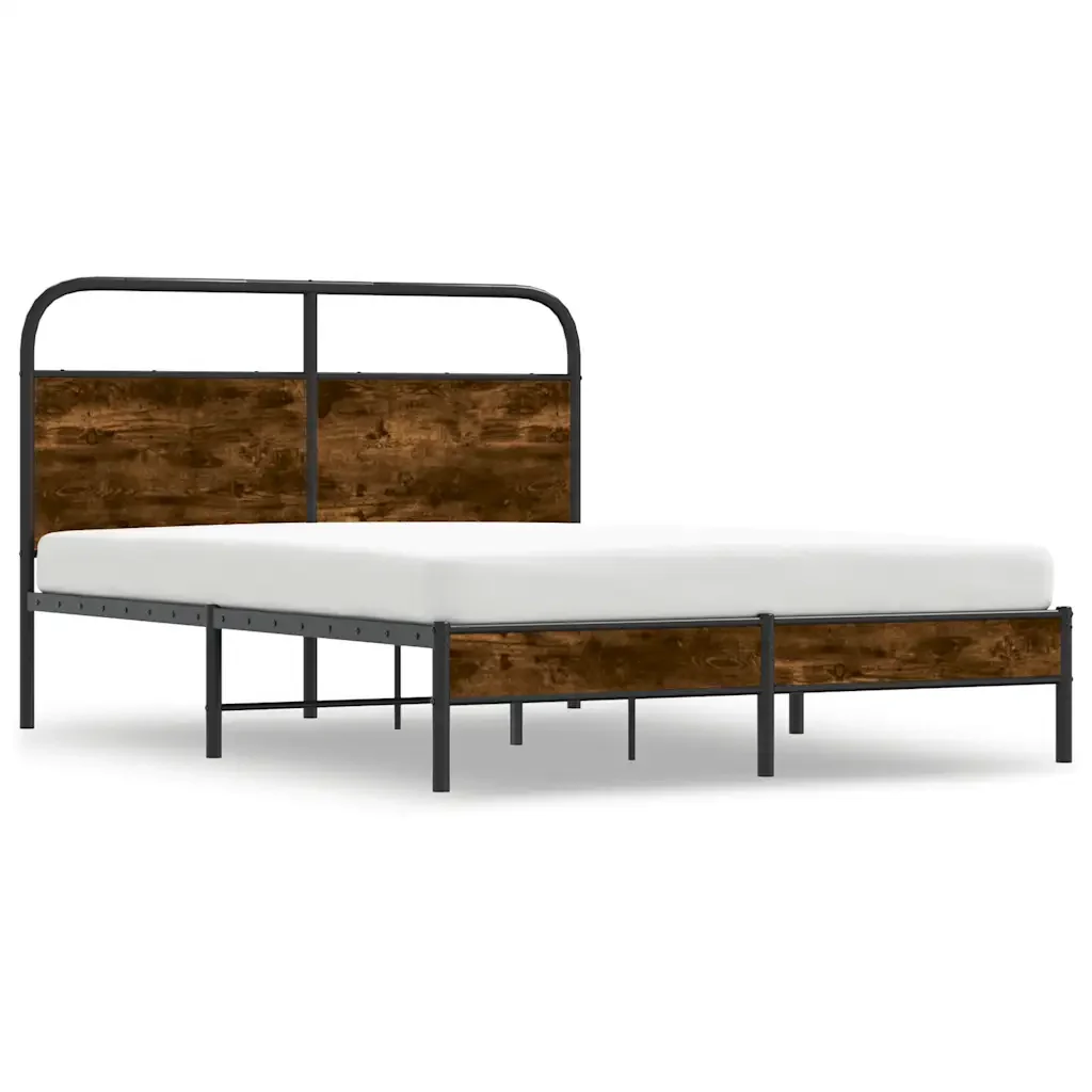 Letto matrimoniale | Letto per adulti | Giroletto senza Materasso Rovere Fumo 120x190 cm in Truciolato - Image 4