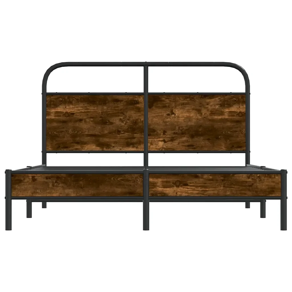 Letto matrimoniale | Letto per adulti | Giroletto senza Materasso Rovere Fumo 120x190 cm in Truciolato - Image 5