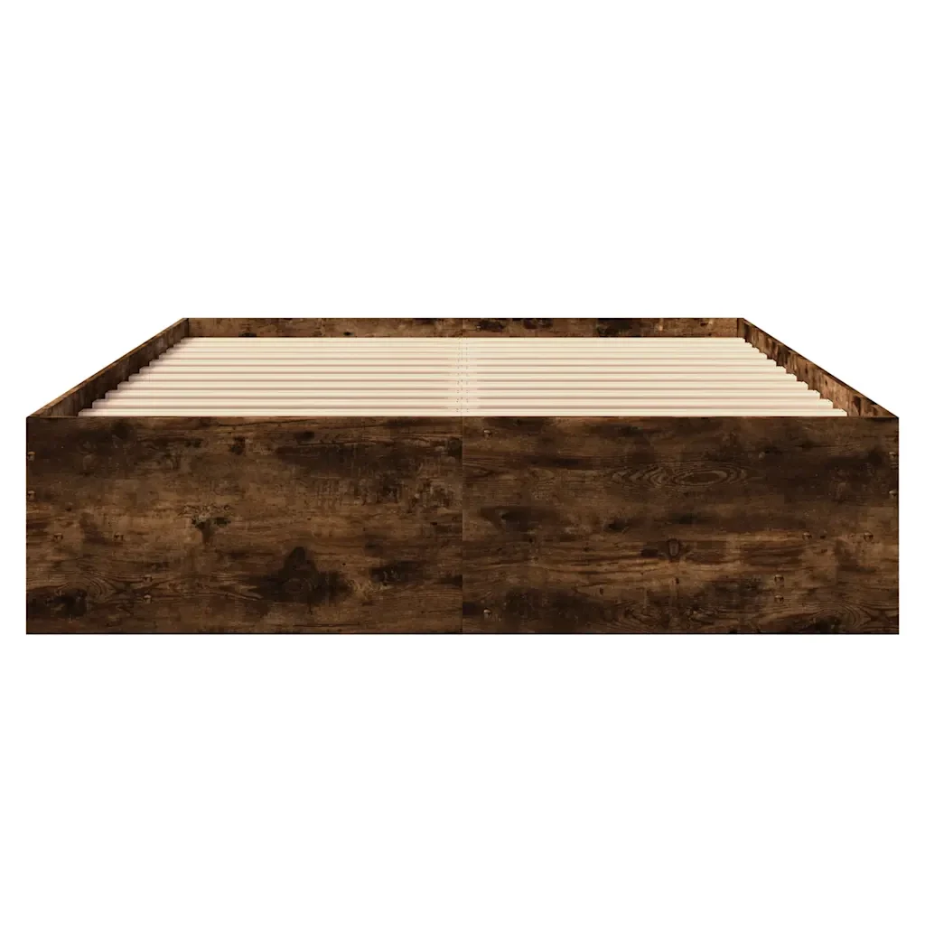 Letto matrimoniale | Letto per adulti | Giroletto senza Materasso Rovere Fumo 120x190 cm in Truciolato - Image 5