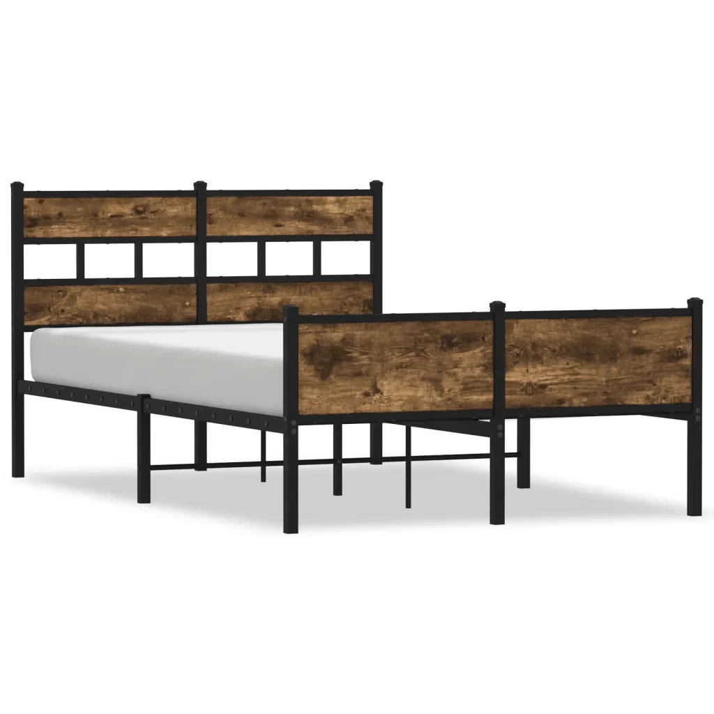 Letto matrimoniale | Letto per adulti | Giroletto senza Materasso Rovere Fumo 120x190 cm in Truciolato