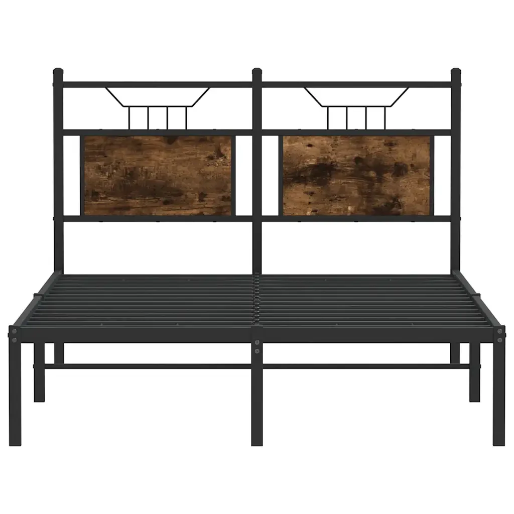 Letto matrimoniale | Letto per adulti | Giroletto senza Materasso Rovere Fumo 120x190 cm in Truciolato - Image 6