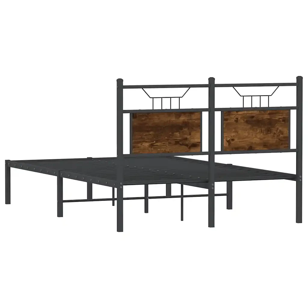 Letto matrimoniale | Letto per adulti | Giroletto senza Materasso Rovere Fumo 120x190 cm in Truciolato - Image 8