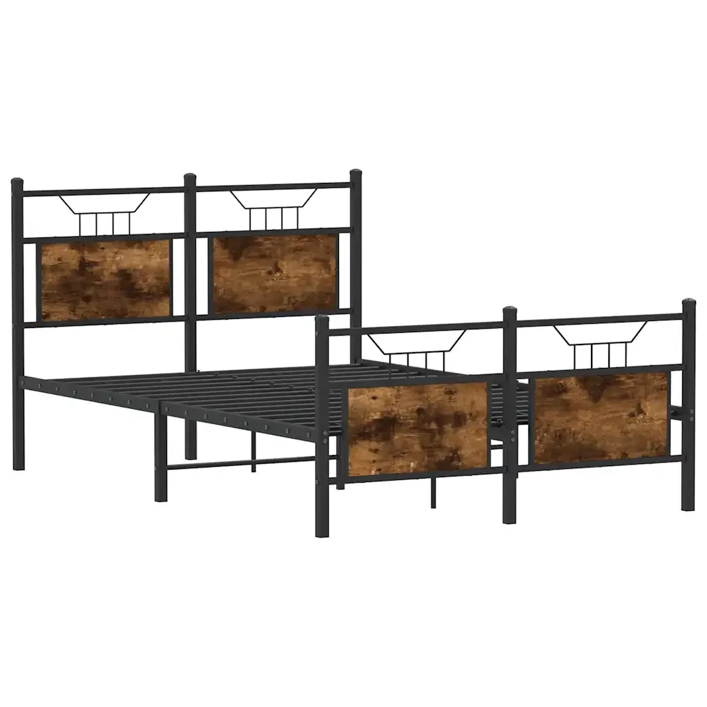 Letto matrimoniale | Letto per adulti | Giroletto senza Materasso Rovere Fumo 120x190 cm in Truciolato - Image 5