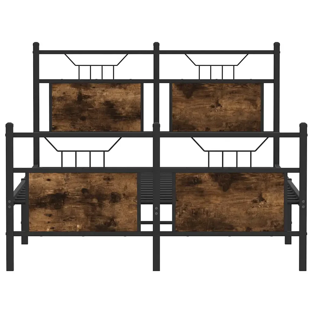 Letto matrimoniale | Letto per adulti | Giroletto senza Materasso Rovere Fumo 120x190 cm in Truciolato - Image 6