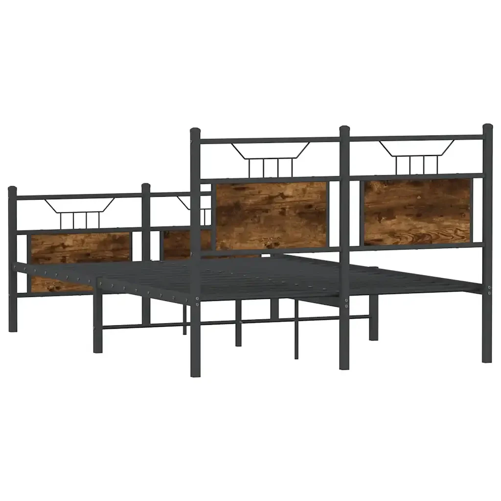 Letto matrimoniale | Letto per adulti | Giroletto senza Materasso Rovere Fumo 120x190 cm in Truciolato - Image 8