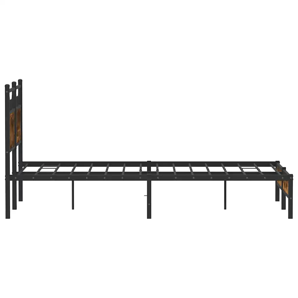 Letto matrimoniale | Letto per adulti | Giroletto senza Materasso Rovere Fumo 120x190 cm in Truciolato - Image 7