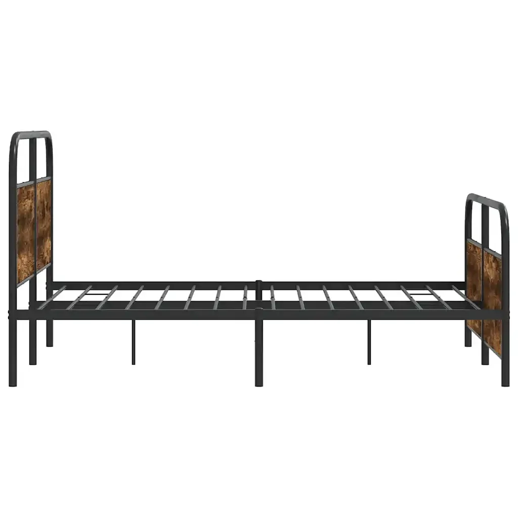 Letto matrimoniale | Letto per adulti | Giroletto senza Materasso Rovere Fumo 120x200 cm in Truciolato - Image 6
