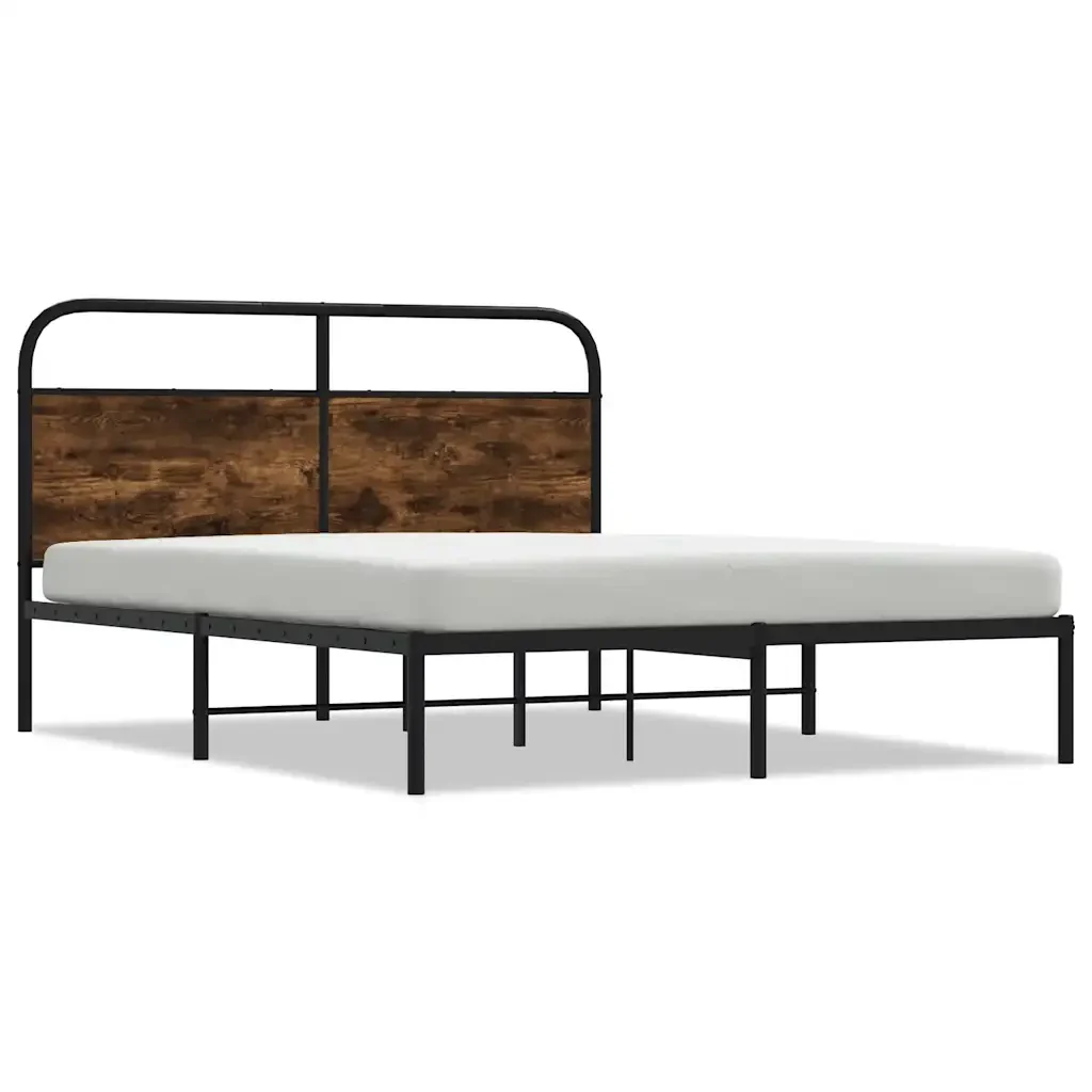 Letto matrimoniale | Letto per adulti | Giroletto senza Materasso Rovere Fumo 120x200 cm in Truciolato
