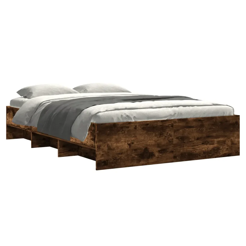 Letto matrimoniale | Letto per adulti | Giroletto senza Materasso Rovere Fumo 120x200 cm in Truciolato - Image 4