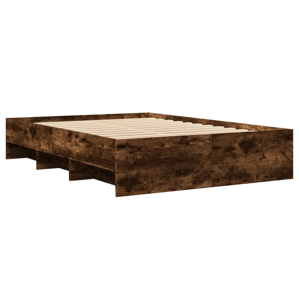 Letto matrimoniale | Letto per adulti | Giroletto senza Materasso Rovere Fumo 120x200 cm in Truciolato - Image 7