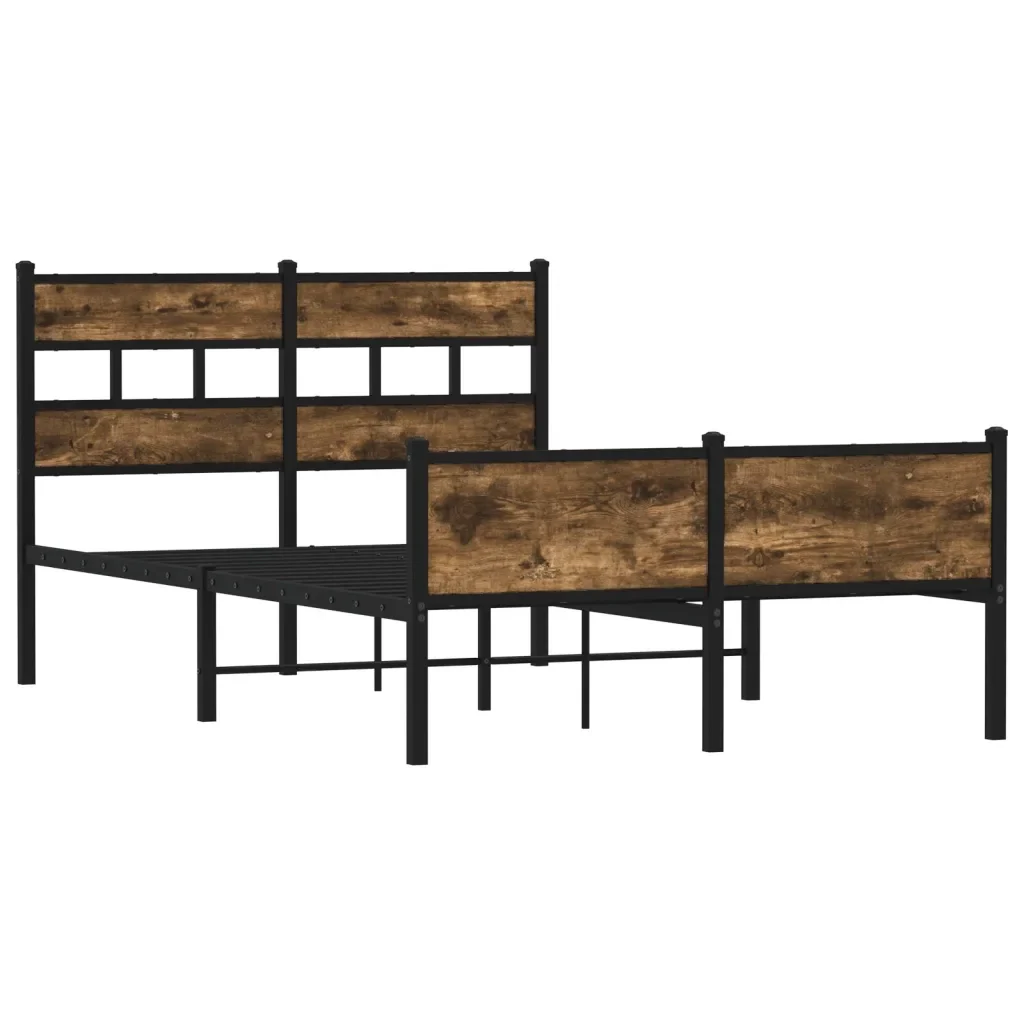 Letto matrimoniale | Letto per adulti | Giroletto senza Materasso Rovere Fumo 120x200 cm in Truciolato - Image 3