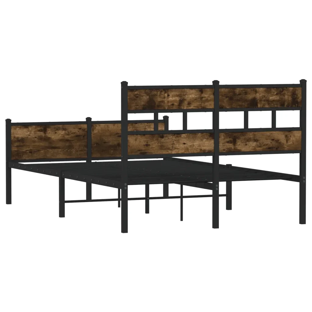 Letto matrimoniale | Letto per adulti | Giroletto senza Materasso Rovere Fumo 120x200 cm in Truciolato - Image 6
