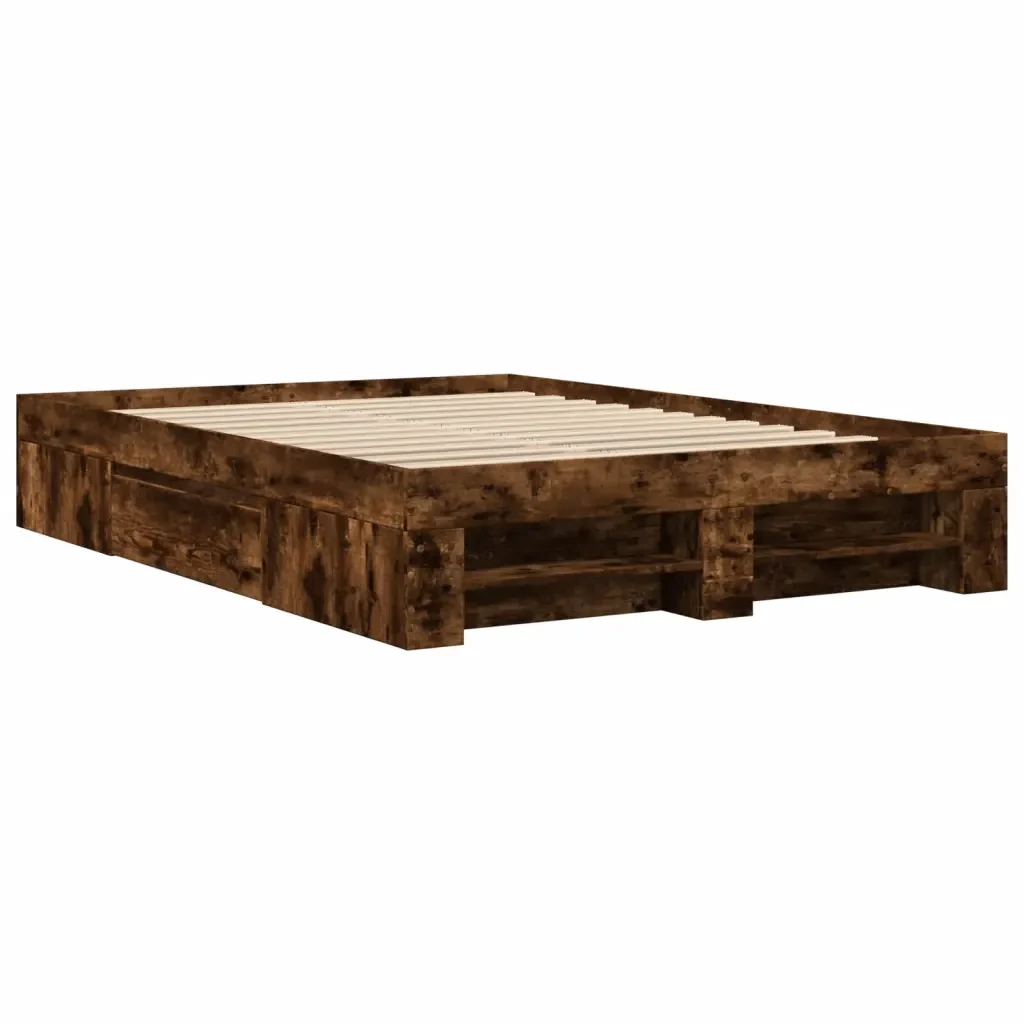 Letto matrimoniale | Letto per adulti | Giroletto senza Materasso Rovere Fumo 120x200 cm in Truciolato - Image 3