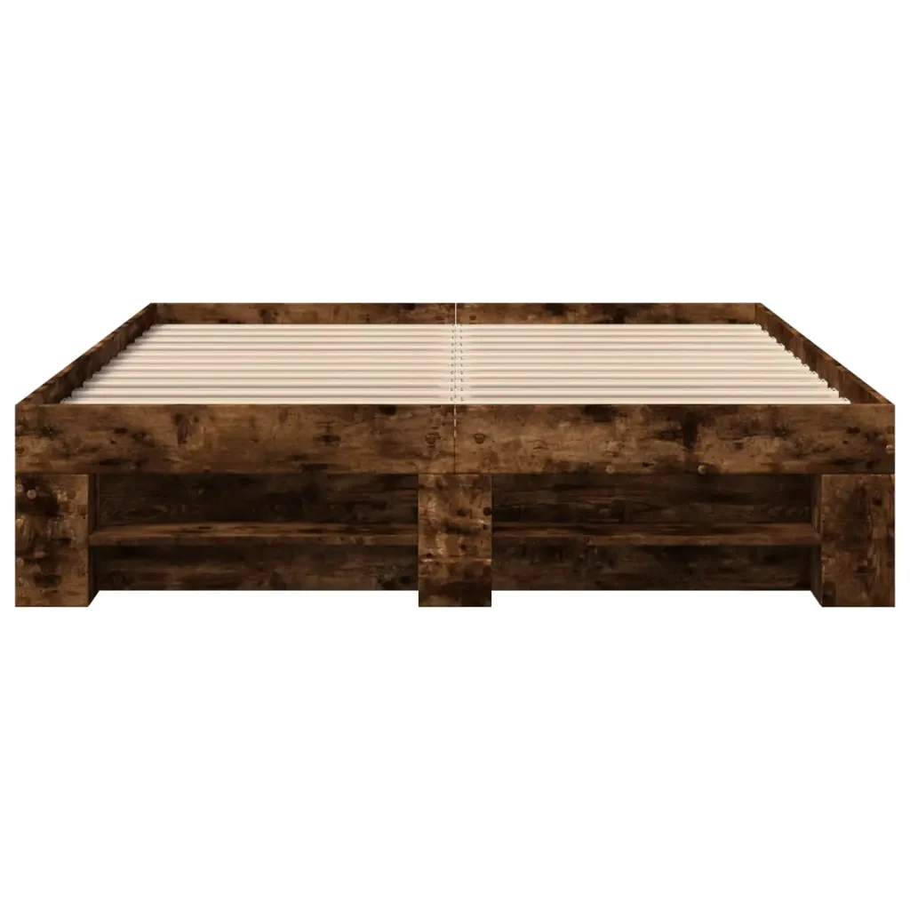 Letto matrimoniale | Letto per adulti | Giroletto senza Materasso Rovere Fumo 120x200 cm in Truciolato - Image 5