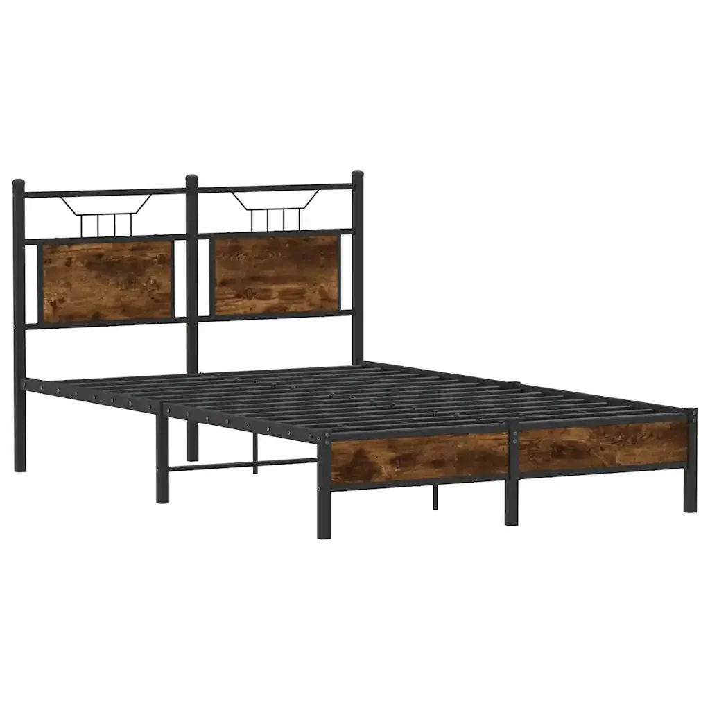 Letto matrimoniale | Letto per adulti | Giroletto senza Materasso Rovere Fumo 120x200 cm in Truciolato - Image 5