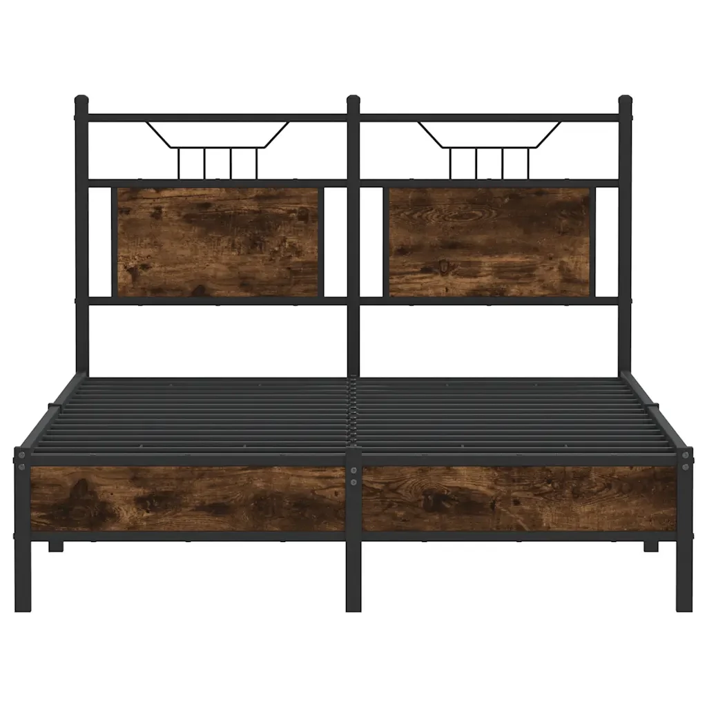Letto matrimoniale | Letto per adulti | Giroletto senza Materasso Rovere Fumo 120x200 cm in Truciolato - Image 6