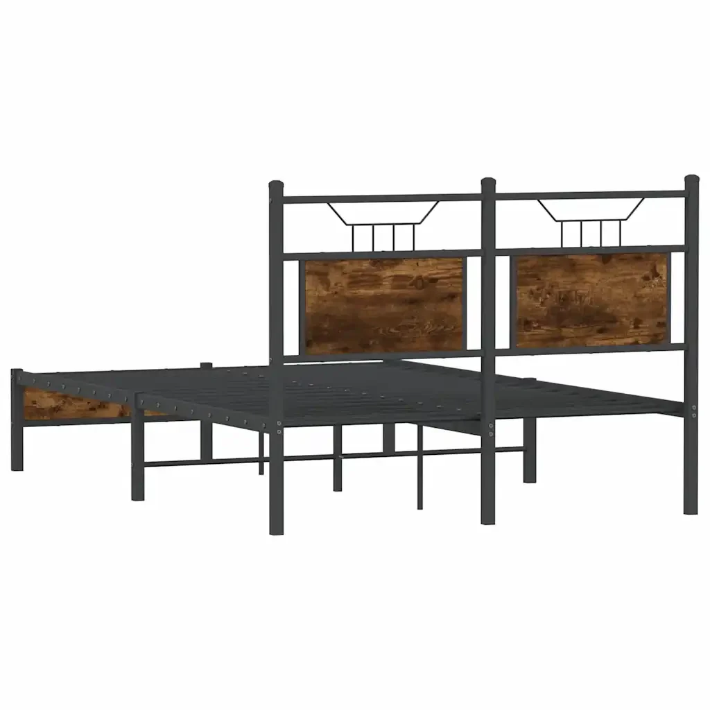 Letto matrimoniale | Letto per adulti | Giroletto senza Materasso Rovere Fumo 120x200 cm in Truciolato - Image 8