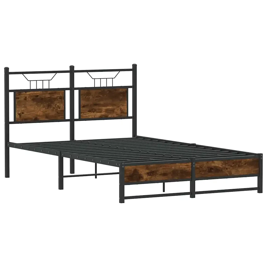 Letto matrimoniale | Letto per adulti | Giroletto senza Materasso Rovere Fumo 120x200 cm in Truciolato - Image 5
