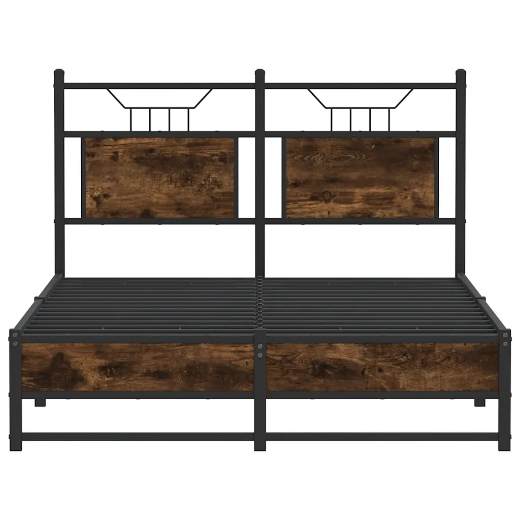 Letto matrimoniale | Letto per adulti | Giroletto senza Materasso Rovere Fumo 120x200 cm in Truciolato - Image 6