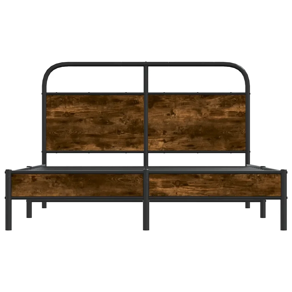 Letto matrimoniale | Letto per adulti | Giroletto senza Materasso Rovere Fumo 120x200 cm in Truciolato - Image 5