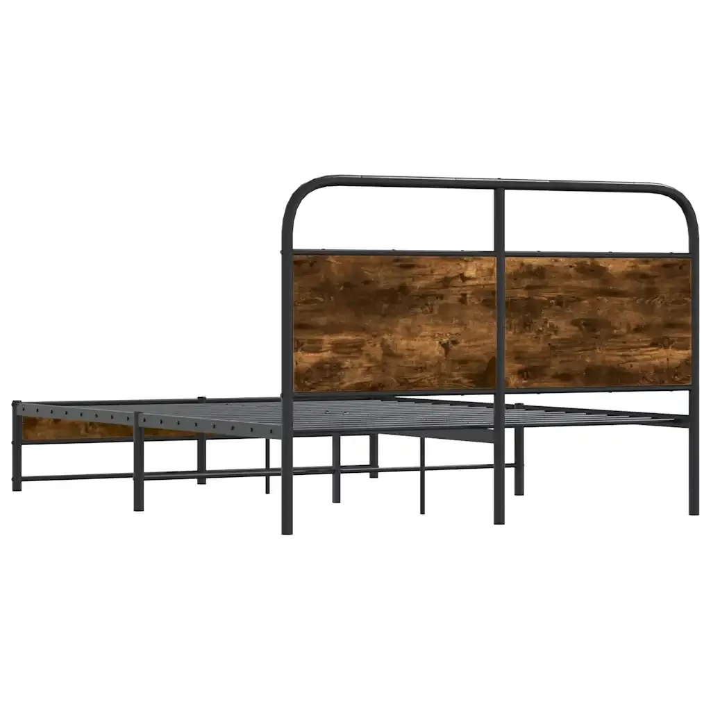 Letto matrimoniale | Letto per adulti | Giroletto senza Materasso Rovere Fumo 120x200 cm in Truciolato - Image 7