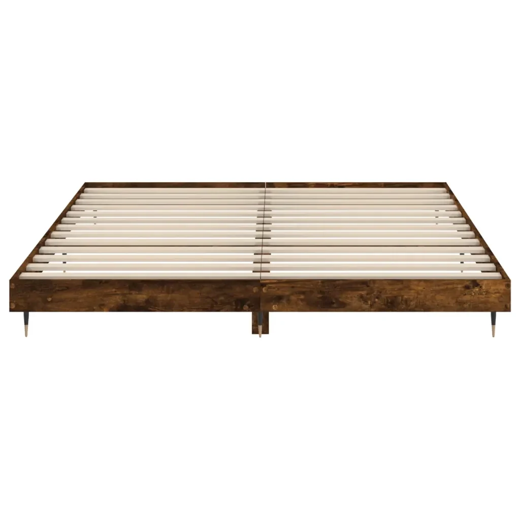 Letto matrimoniale | Letto per adulti | Giroletto senza Materasso Rovere Fumo 120x200 cm in Truciolato - Image 6