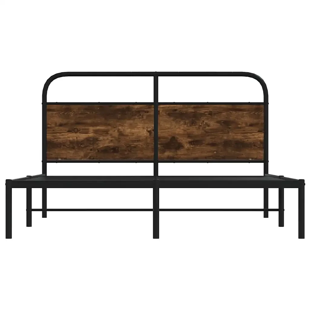 Letto matrimoniale | Letto per adulti | Giroletto senza Materasso Rovere Fumo 135x190 cm in Truciolato - Image 5