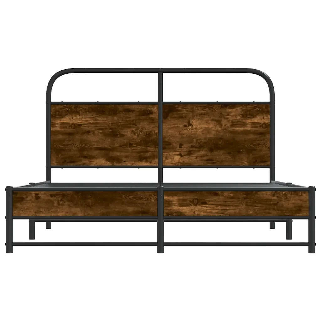 Letto matrimoniale | Letto per adulti | Giroletto senza Materasso Rovere Fumo 135x190 cm in Truciolato - Image 5
