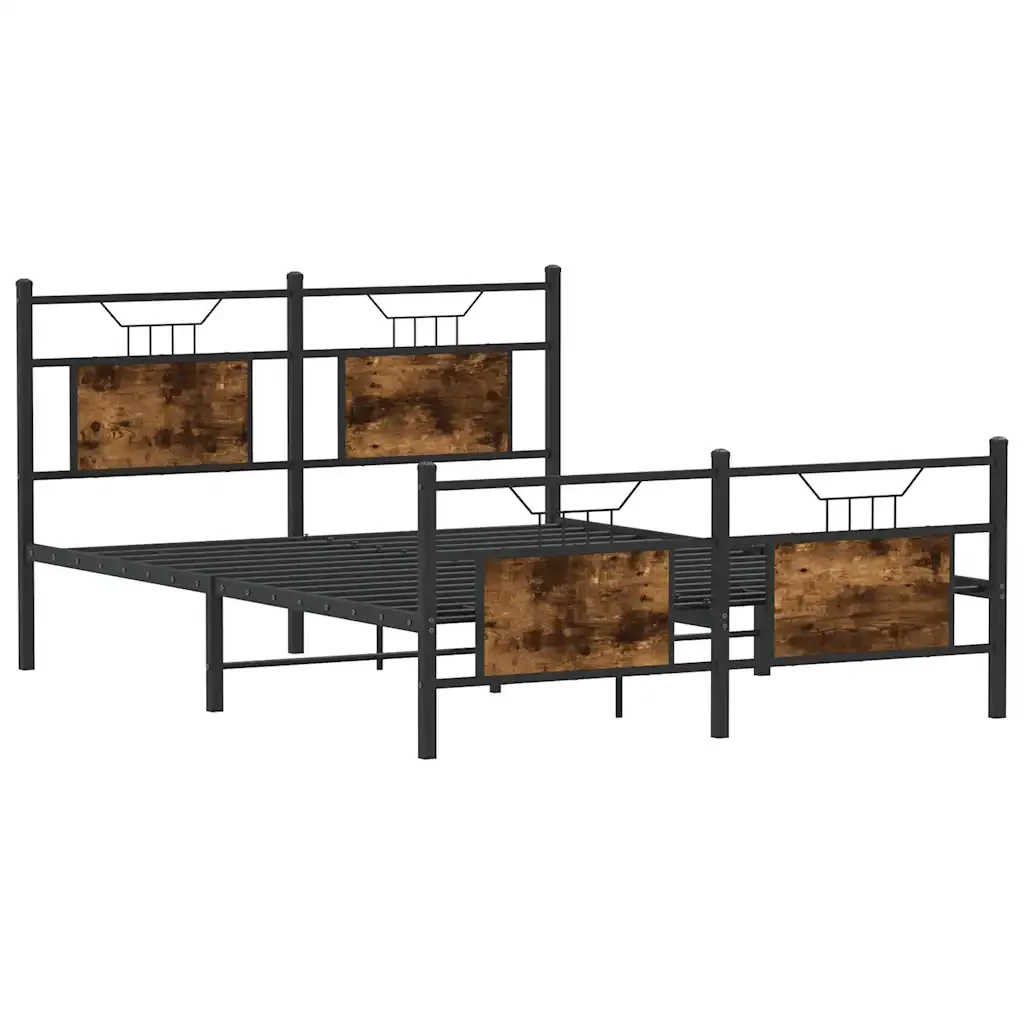 Letto matrimoniale | Letto per adulti | Giroletto senza Materasso Rovere Fumo 140x200 cm in Truciolato - Image 5